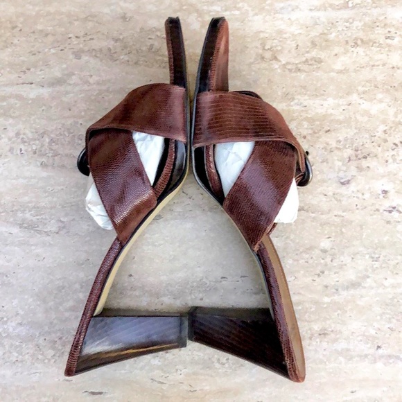 JOAN& DAVID Reptile Embossed Leather Buckle Sandal - Picture 6 of 13